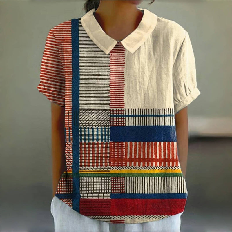 Maudie - Blusa Vintage de Rayas Coloridas