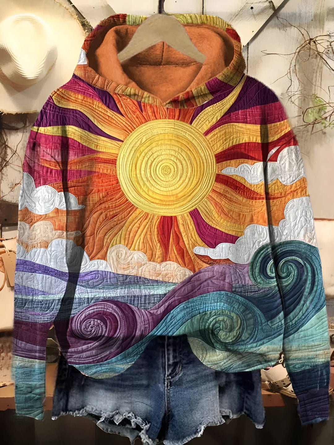 Sofie - Sudadera con Capucha Vintage Sunburst