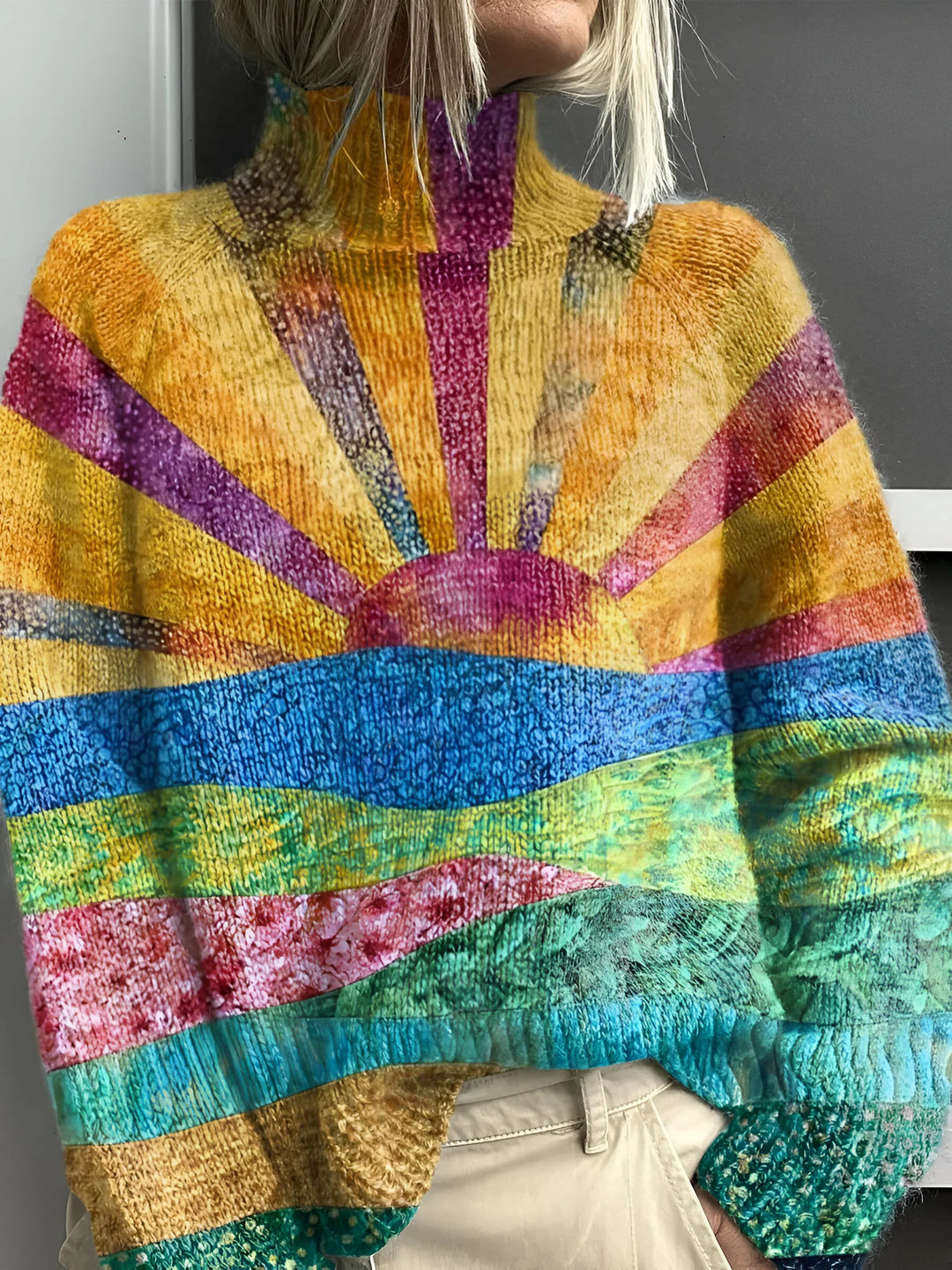 Noortje - Alegre Jersey de Cuello Alto de Colores