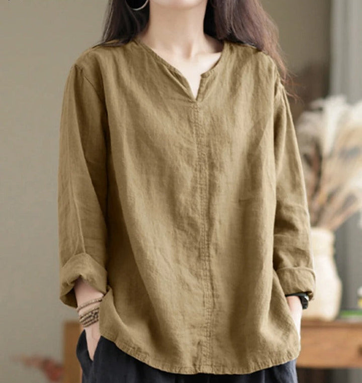 Maaike – Blusa De Algodón Con Cuello De Pico
