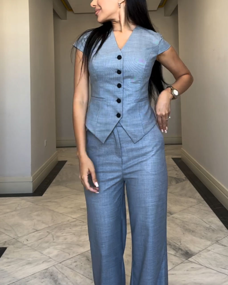Nizhoni - Conjunto de Blusa y Pantalón de Lino