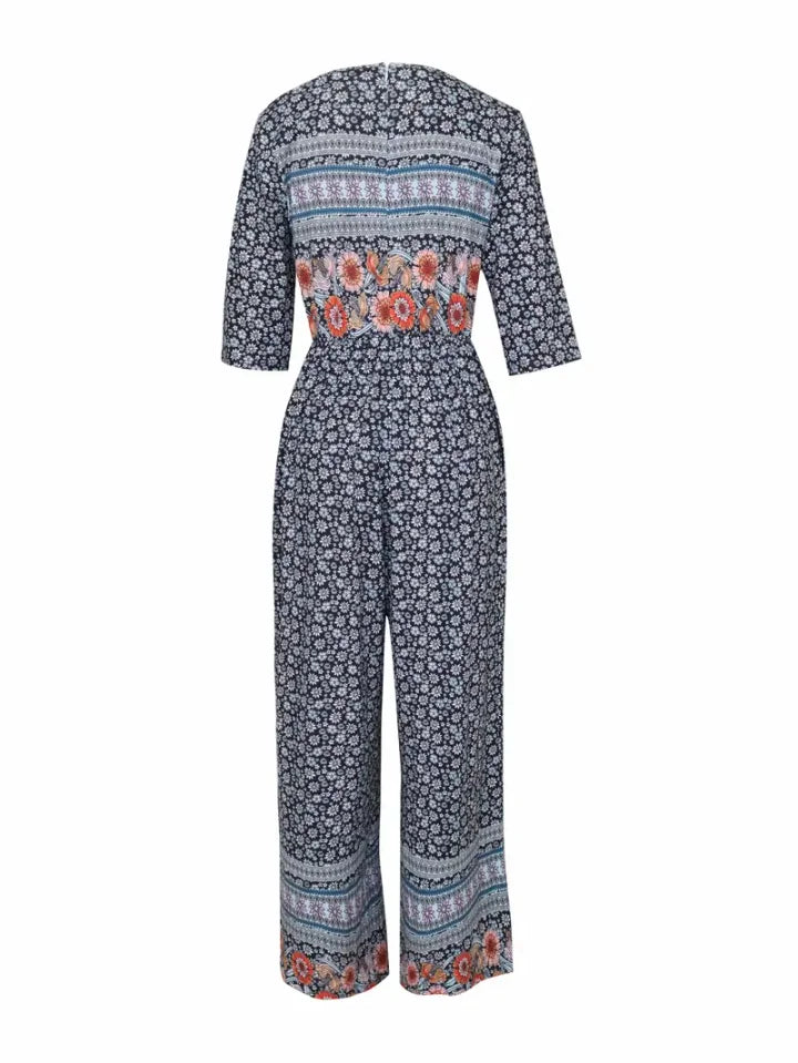 Nerina - Mono Vintage Boho Con Estampado Floral
