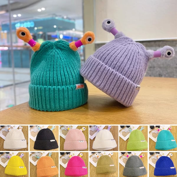 GlowTots - Gorro De Invierno Para Padres e Hijos de Un Simpático Monstruito Brillante