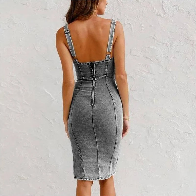 Janae - Vestido Vaquero con Tirantes Ajustables