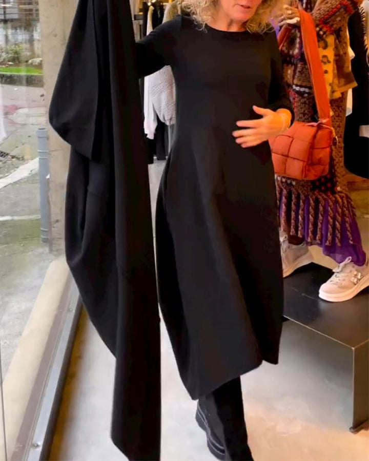 Cla - Vestido Midi Negro Con Bolsillos