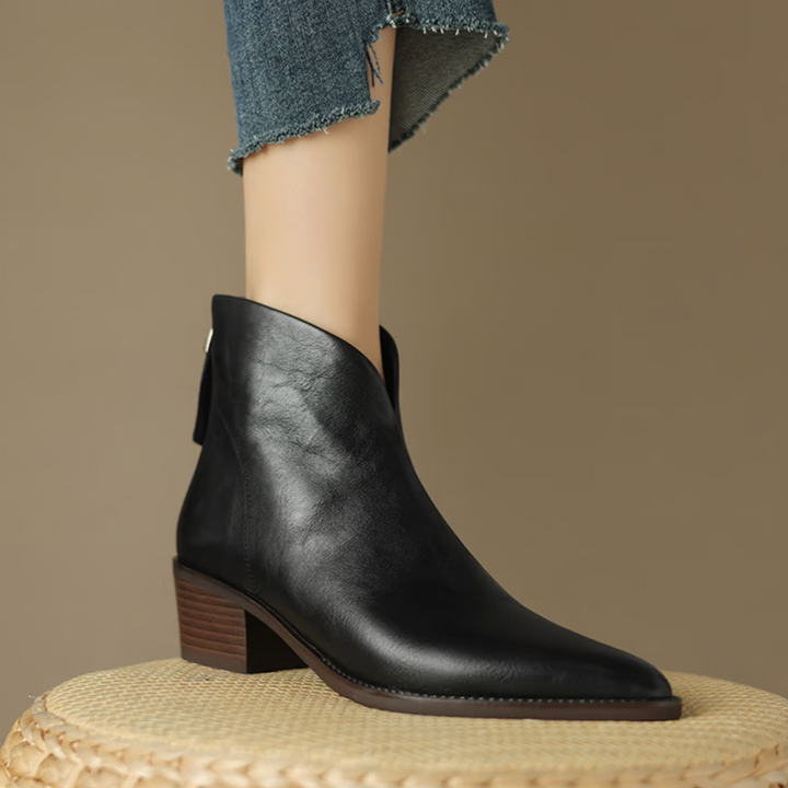 Zabrina - Botines De Cuero Con Punta Afilada