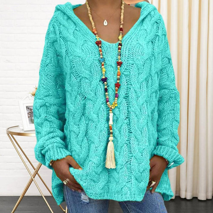 Marisa -  Manga Larga Cuello en V Sudadera con Capucha