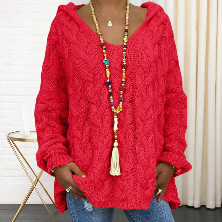 Marisa -  Manga Larga Cuello en V Sudadera con Capucha