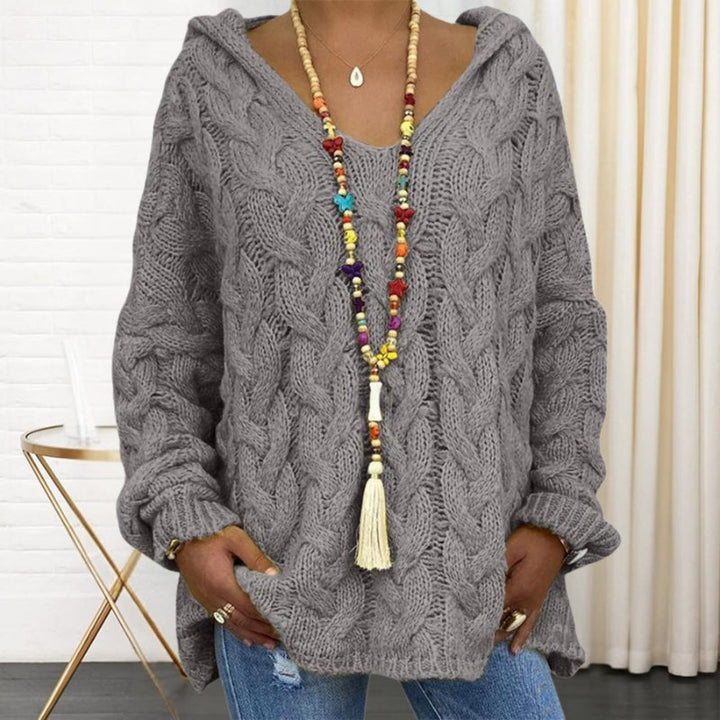 Marisa -  Manga Larga Cuello en V Sudadera con Capucha