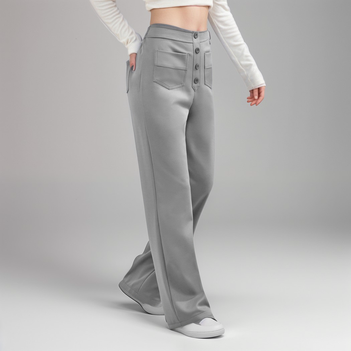 Saundra - Trendy Alta Cintura Esculpe Pantalón | 1+1 Gratis