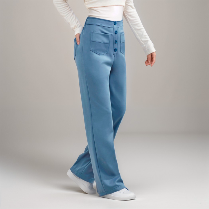 Saundra - Trendy Alta Cintura Esculpe Pantalón | 1+1 Gratis