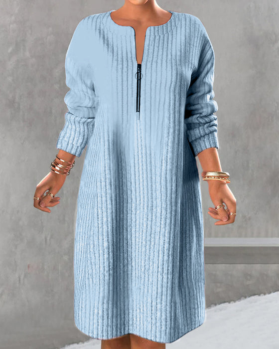 Nalea - Vestido De Color Liso Con Cremallera