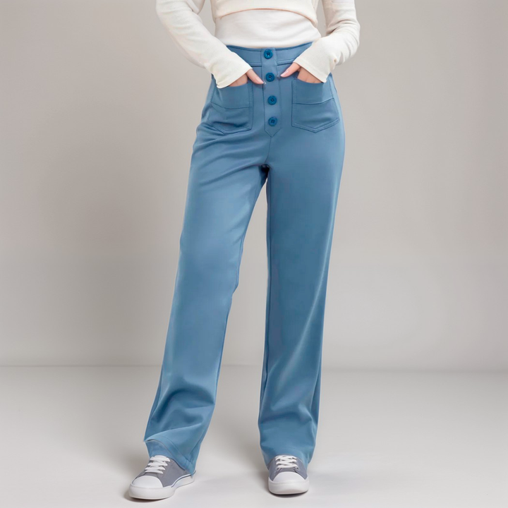 Saundra - Trendy Alta Cintura Esculpe Pantalón | 1+1 Gratis