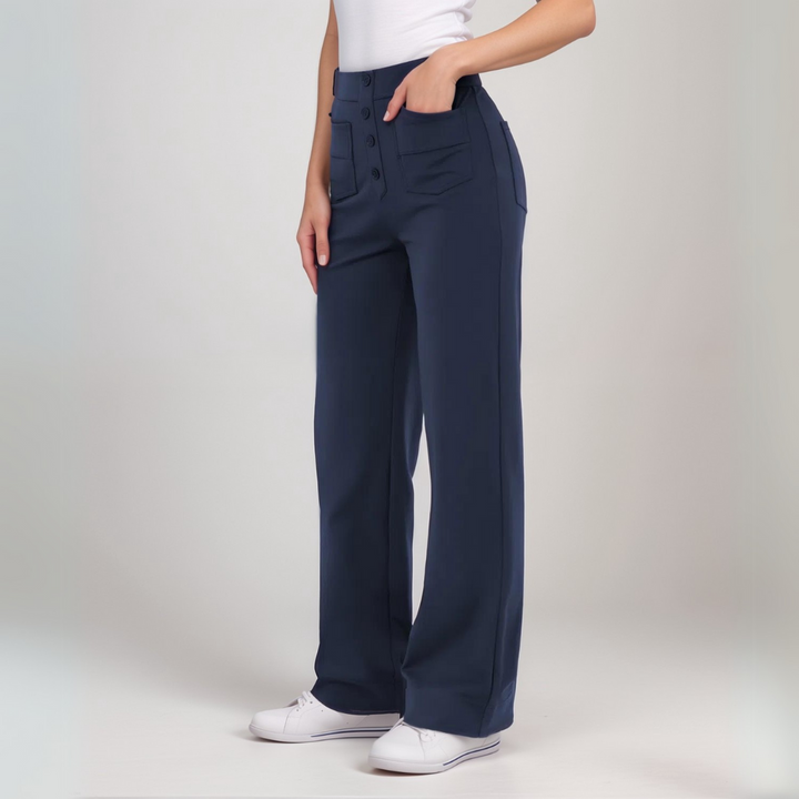 Saundra - Trendy Alta Cintura Esculpe Pantalón | 1+1 Gratis