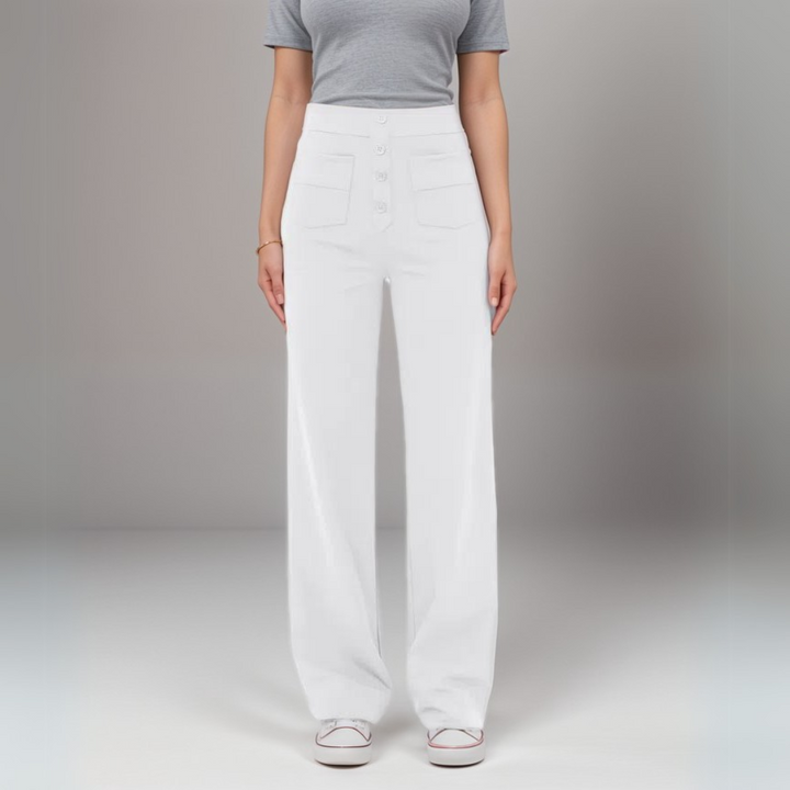 Saundra - Trendy Alta Cintura Esculpe Pantalón | 1+1 Gratis