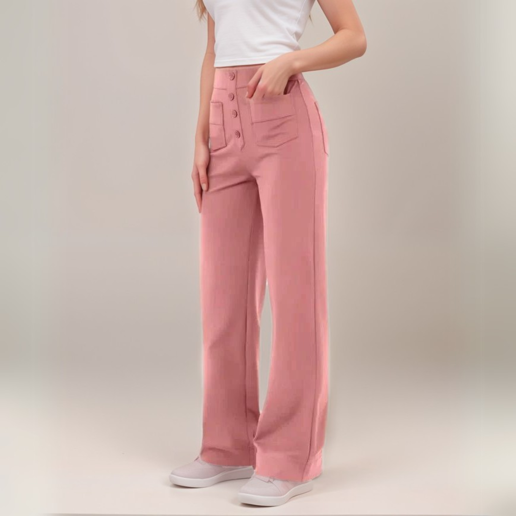Saundra - Trendy Alta Cintura Esculpe Pantalón | 1+1 Gratis
