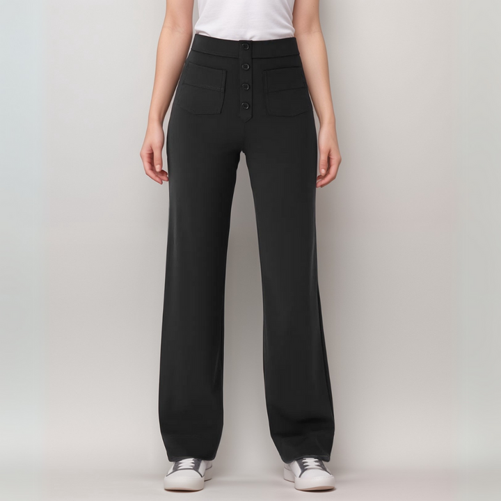 Saundra - Trendy Alta Cintura Esculpe Pantalón | 1+1 Gratis
