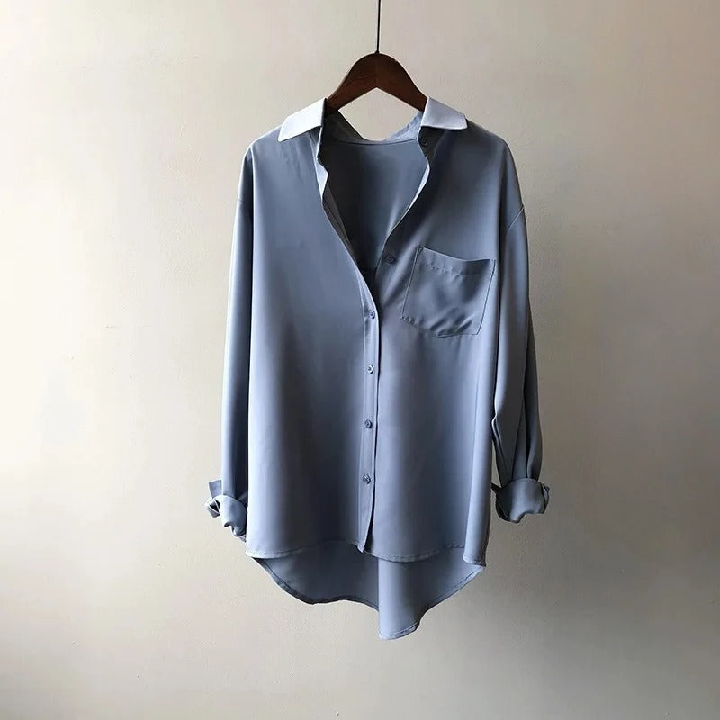 Nathan - Camisa de Manga Larga con Bolsillo Delantero