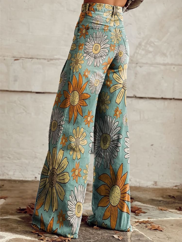 CIRILLA - PANTALONES SUELTOS DE FLORES VINTAGE