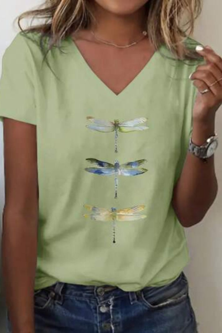 Agnia - Camiseta Con Elegante Estampado De Libélula