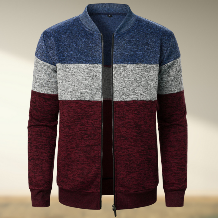 Yemi - Jersey de Cuello Alto con Rayas y Cremallera
