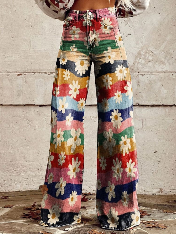 VINICIA - PANTALÓN FLORAL RETRO