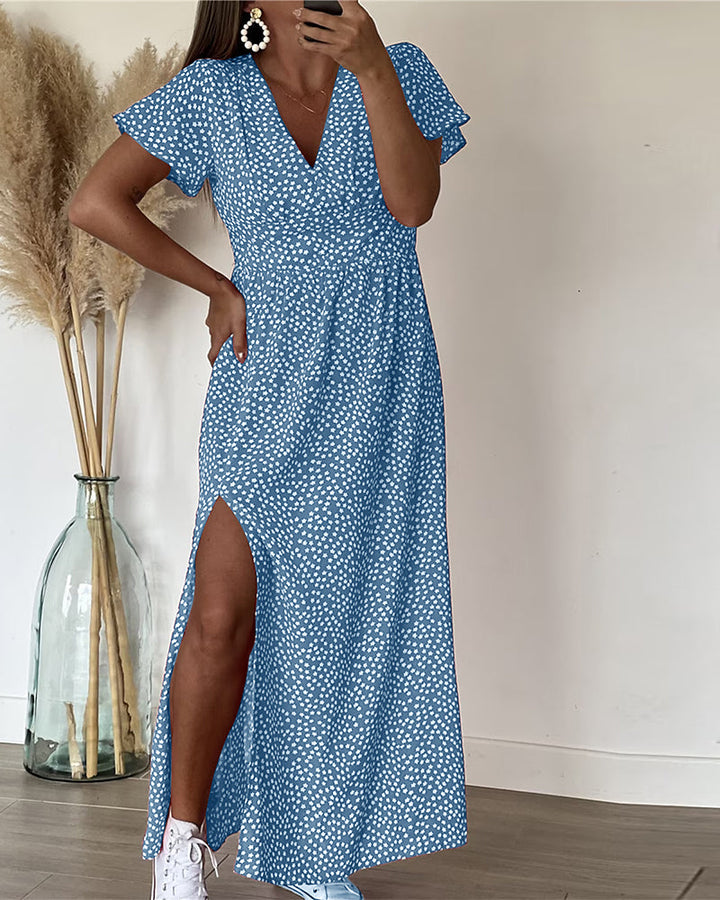 Lucienne - Maxivestido Estampado con Cuello en V