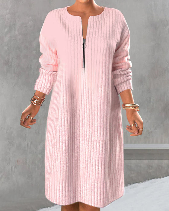 Nalea - Vestido De Color Liso Con Cremallera