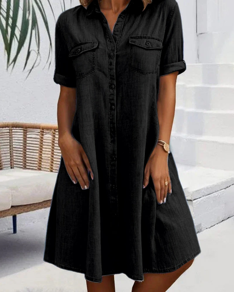 Joanna - Vestido Midi de Manga Corta