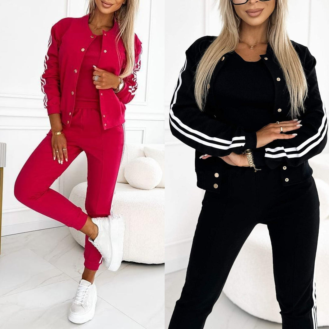 Kendra - Cuello Redondo Chaqueta Y Pantalón Juego de 3 Piezas