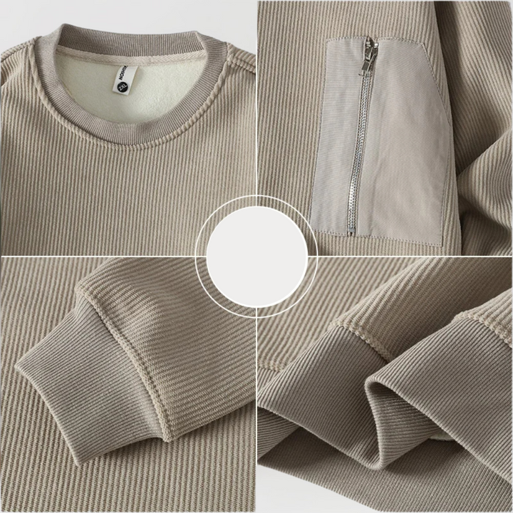 Zarch - Jersey de Punto con Bolsillo con Cremallera