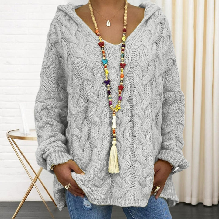 Marisa -  Manga Larga Cuello en V Sudadera con Capucha