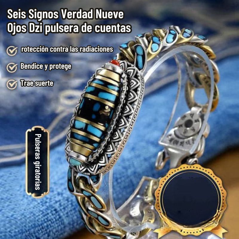 DziVana - Pulsera Dzi Con Mantra De Seis Caracteres En Turquesa
