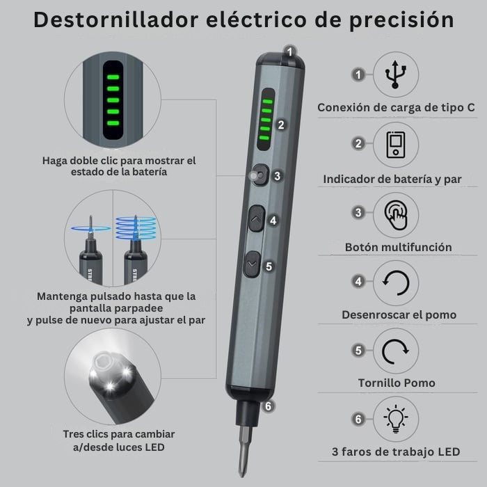 SwiftDrive - Mini Juego de Destornilladores Eléctricos de Precisión