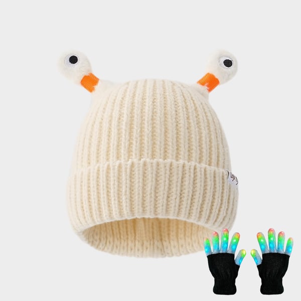 GlowTots - Gorro De Invierno Para Padres e Hijos de Un Simpático Monstruito Brillante