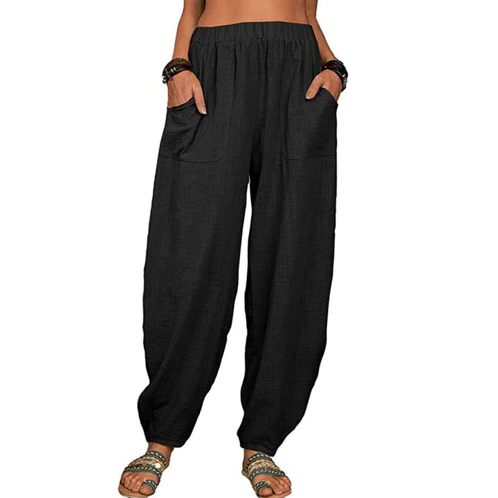 Zinzi - Pantalones De Harén De Lino De Algodón Holgados y Casuales