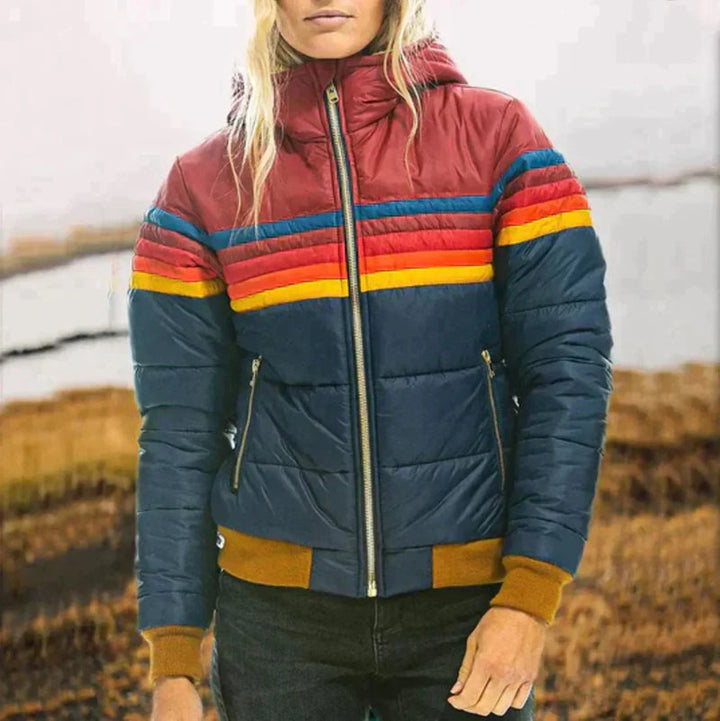 Elfriede - Chaqueta con Cremallera y Rayas Arcoíris