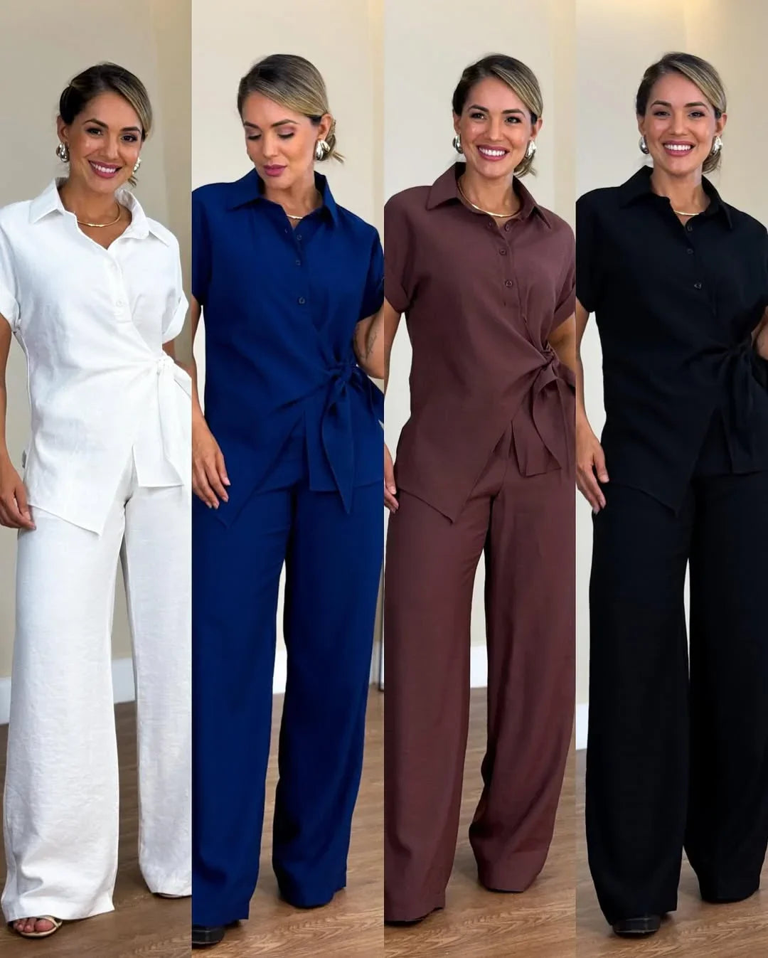 Lorie - Elegante Conjunto De Dos Piezas Con Lazo Delantero