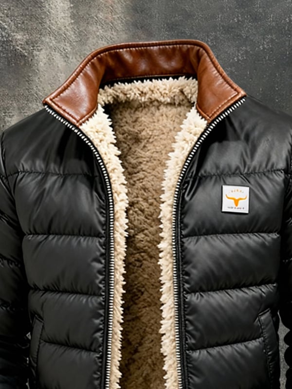 Youssouf - Chaqueta De Cuero Vintage Con Costuras Para Exteriores