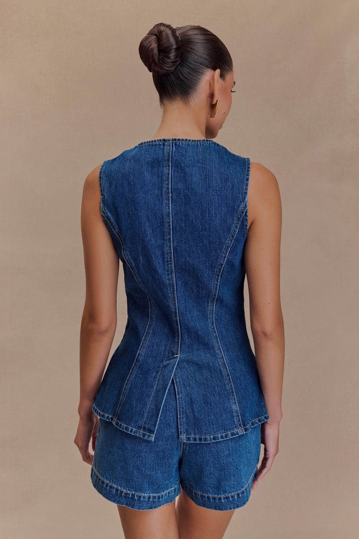 Vespera - Conjunto de Chaleco sin Mangas y Cuello Redondo
