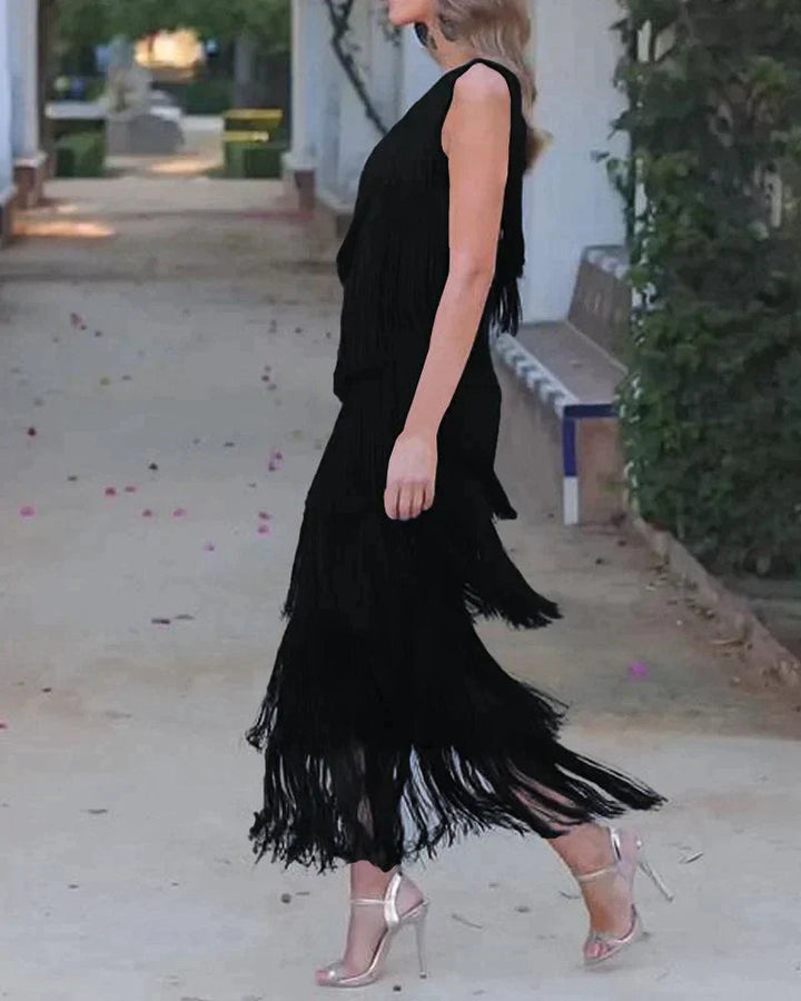Mirella - Vestido Largo con Flecos