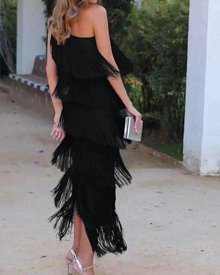 Mirella - Vestido Largo con Flecos