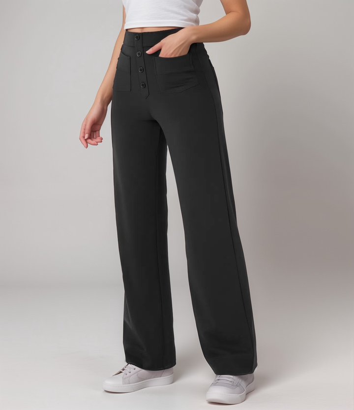 Saundra - Trendy Alta Cintura Esculpe Pantalón | 1+1 Gratis
