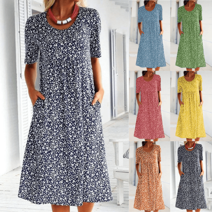 Alisha - Vestido Floral Cuello Redondo