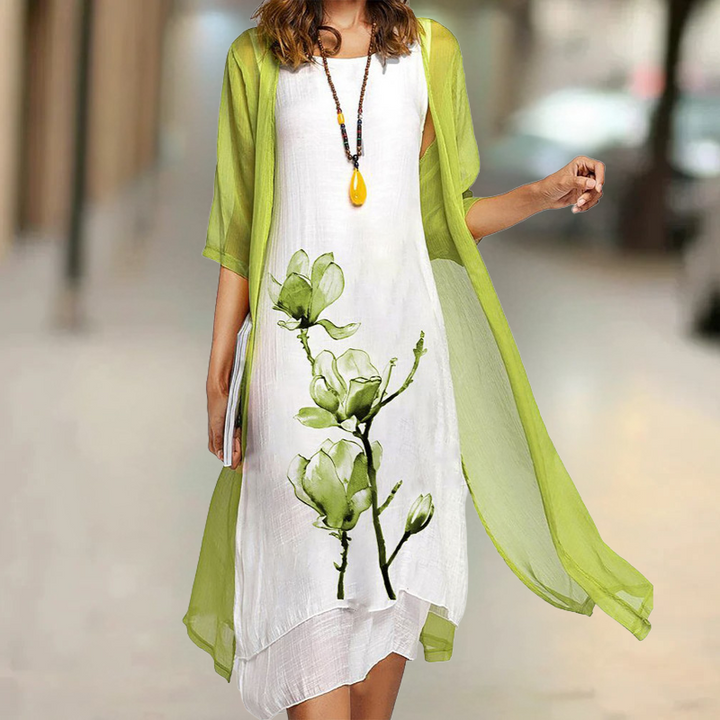 Nasira - Vestido Largo de Algodón con Cuello Alto