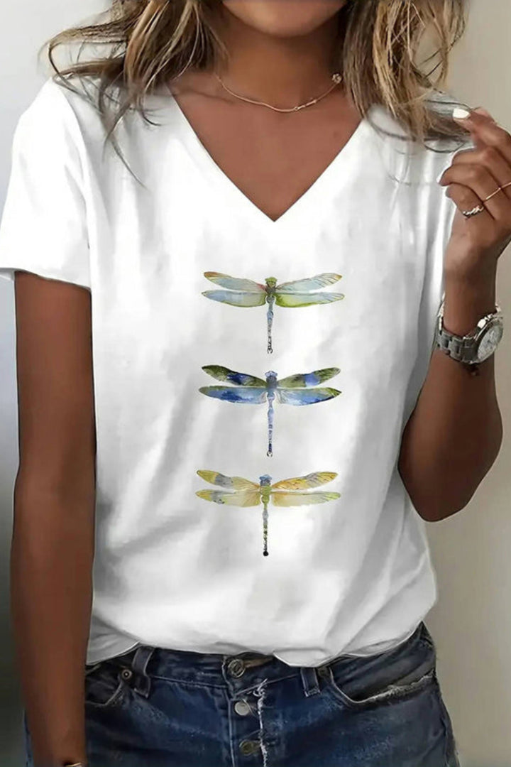 Agnia - Camiseta Con Elegante Estampado De Libélula