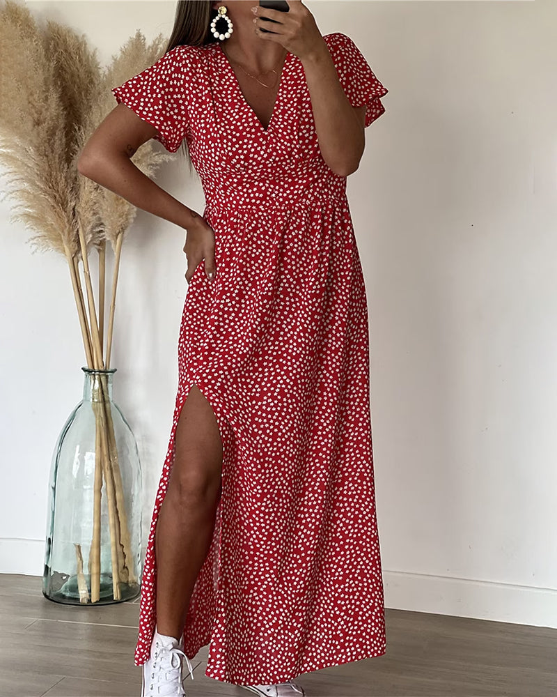 Lucienne - Maxivestido Estampado con Cuello en V