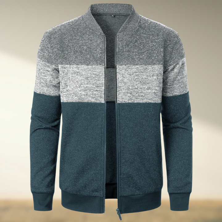 Yemi - Jersey de Cuello Alto con Rayas y Cremallera