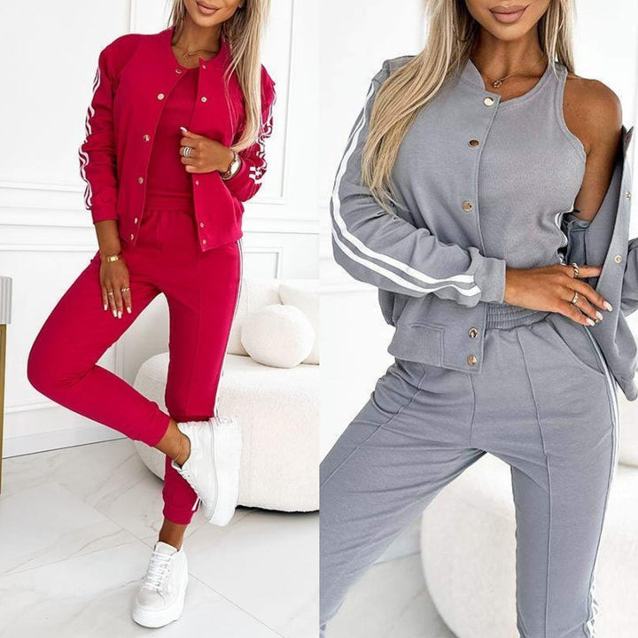 Kendra - Cuello Redondo Chaqueta Y Pantalón Juego de 3 Piezas