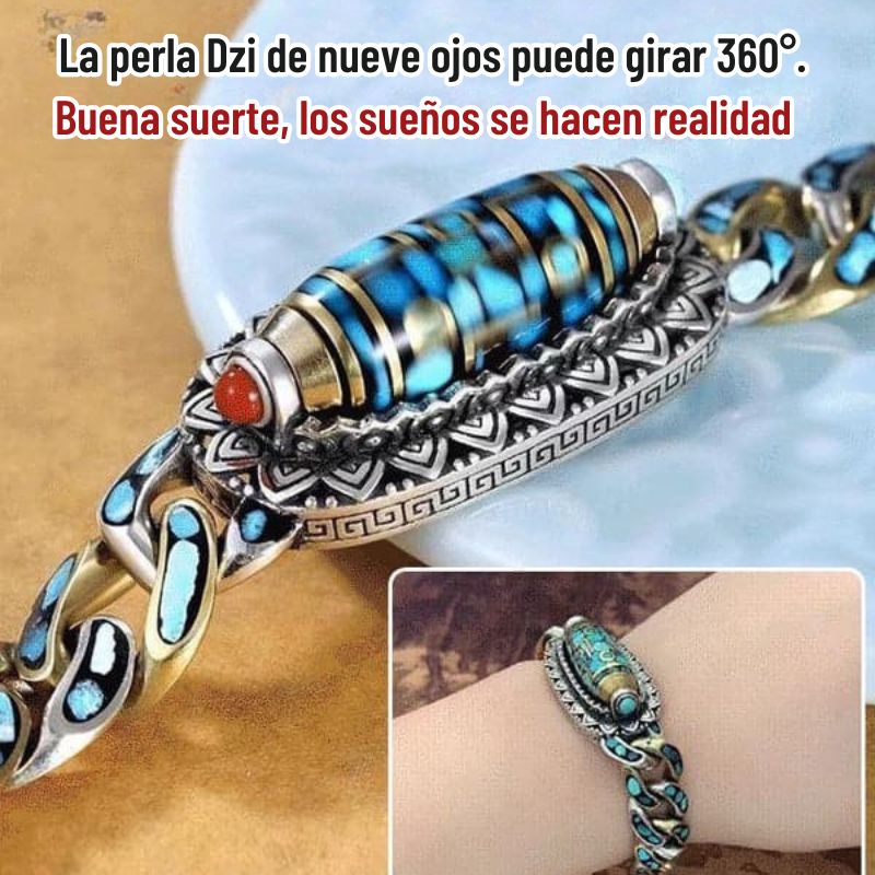 DziVana - Pulsera Dzi Con Mantra De Seis Caracteres En Turquesa